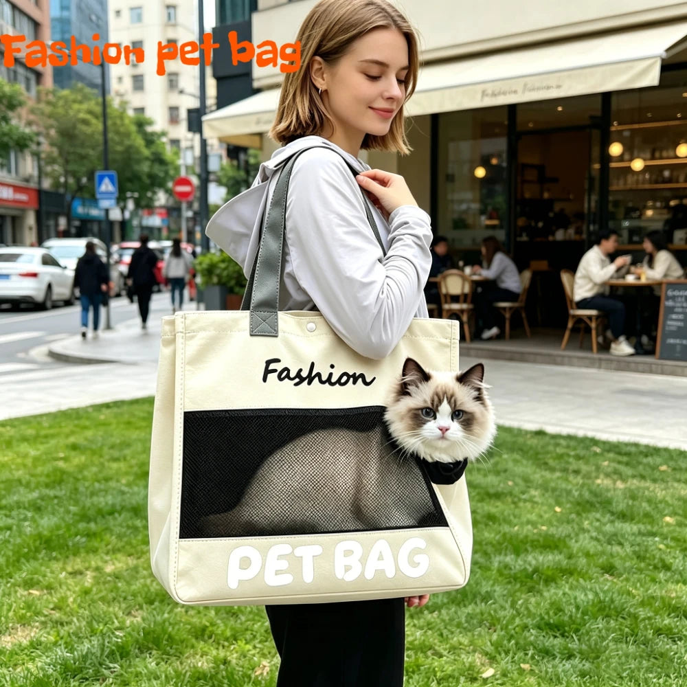 Breathable Canvas Carrier Bag for Cats & Small Dogs