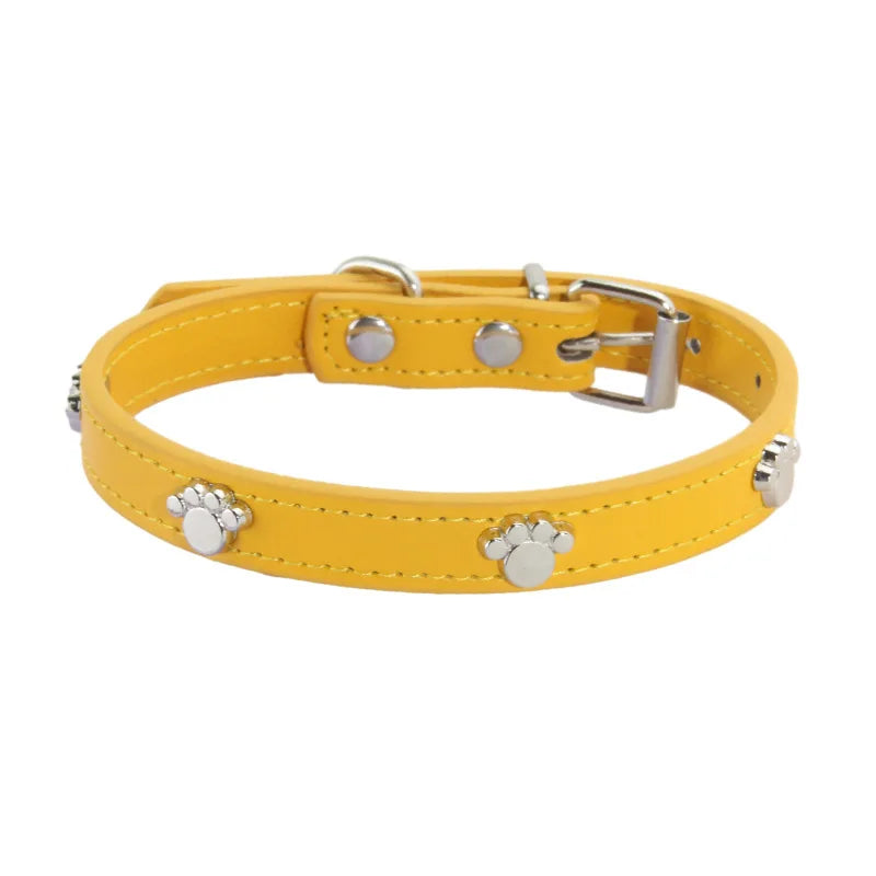 Leather Dog Collar with Footprint Design