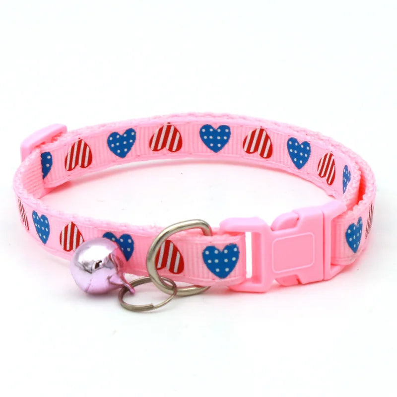 Cartoon Heart Cat Collar with Safety Bell
