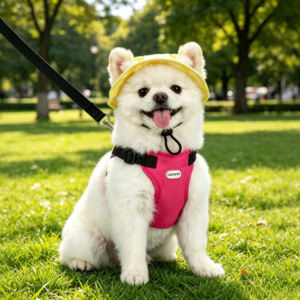 Anti-Escape Harness, Leash & Sun Hat Set for Small Dogs & Cats