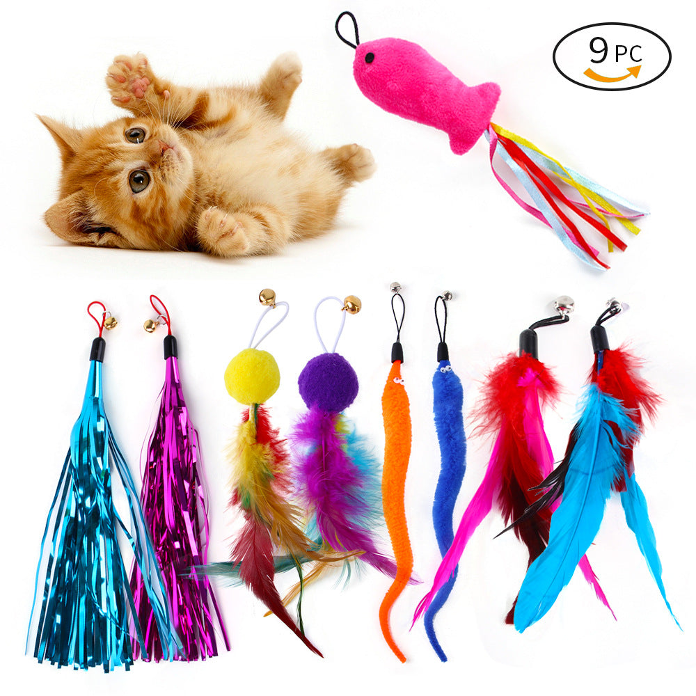 Cat Feather Toy Replacement Heads 9 Pack