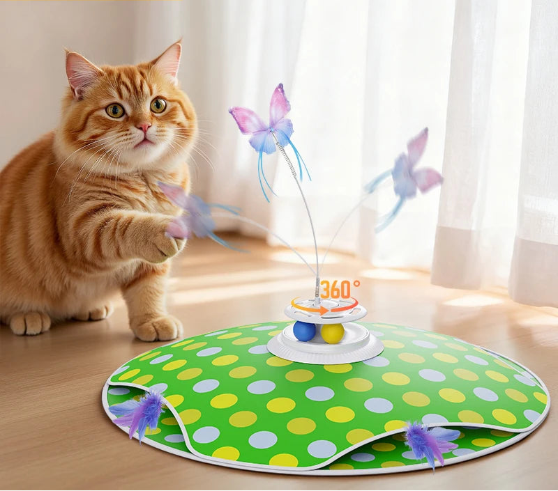 Interactive Hide & Seek Cat Toy - 3-in-1 Smart Feather & Butterfly Teaser