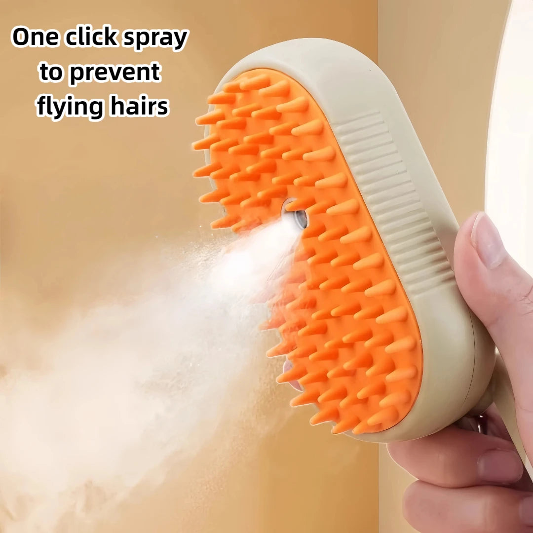 3-in-1 Electric Pet Steam Brush - Grooming, Cleaning & Massage Comb