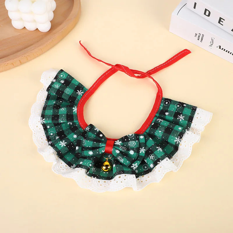 Christmas Cat Collar with Bells - Washable Bandana Scarf for Small Dogs and Cats