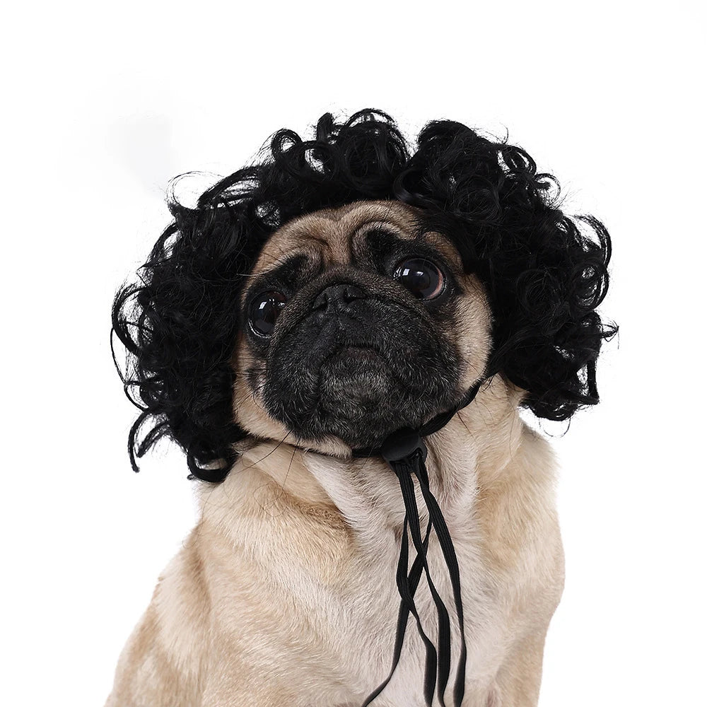 Pet Halloween Wig - Curly & Straight Hair Costume Accessory for Dogs & Cats