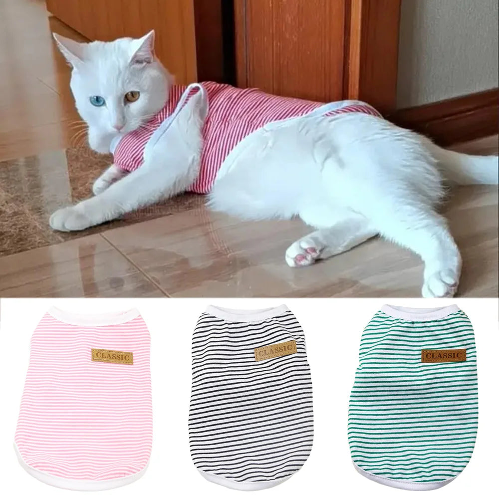 Classic Striped Cotton Vest for Cats & Small Dogs