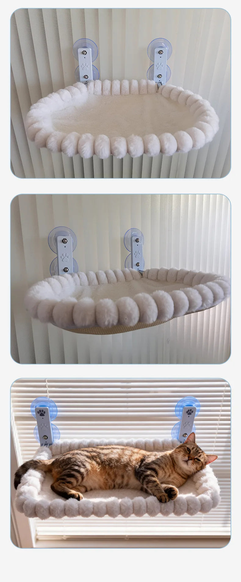 Suction Cup Window Cat Hammock – Wide Hanging Bed