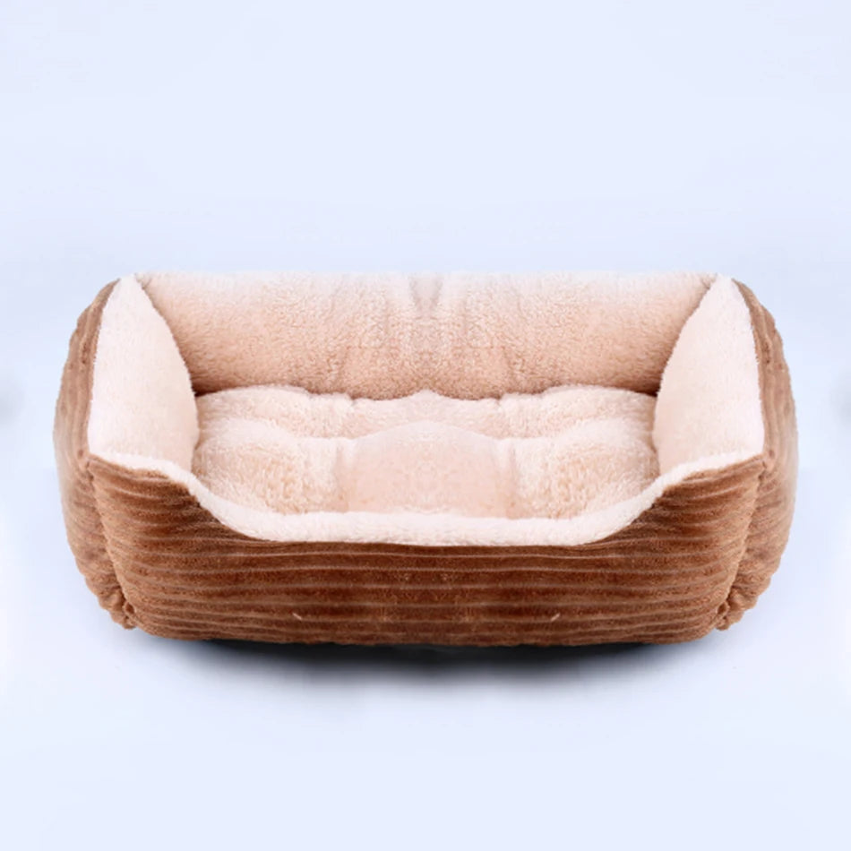 Square Plush Calming Dog & Cat Bed – Waterproof Oxford Sofa Cushion for Small & Medium Pets