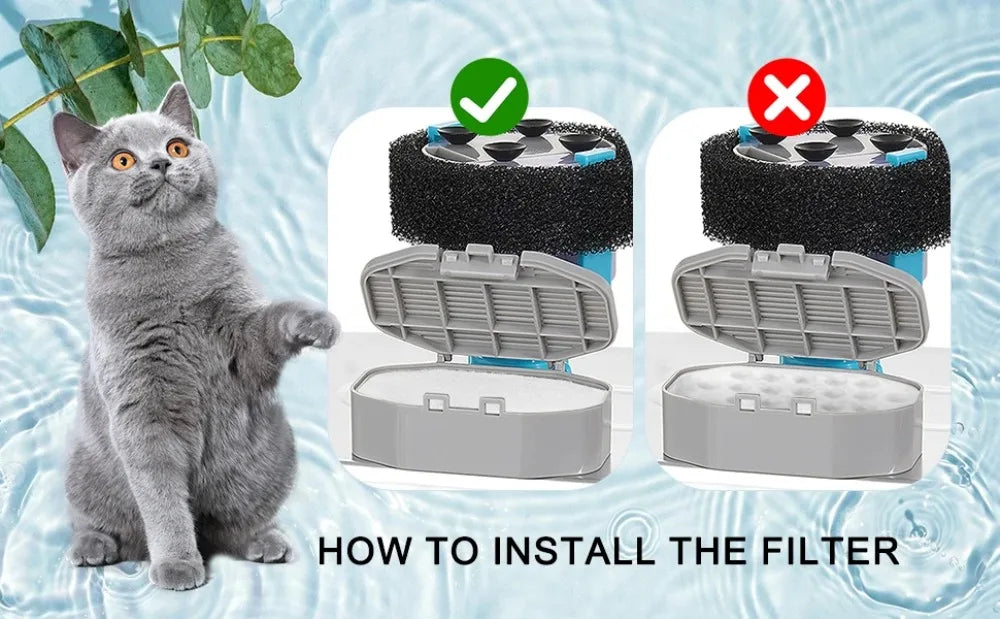 Cat Water Fountain Replacement Filters & Sponges Set