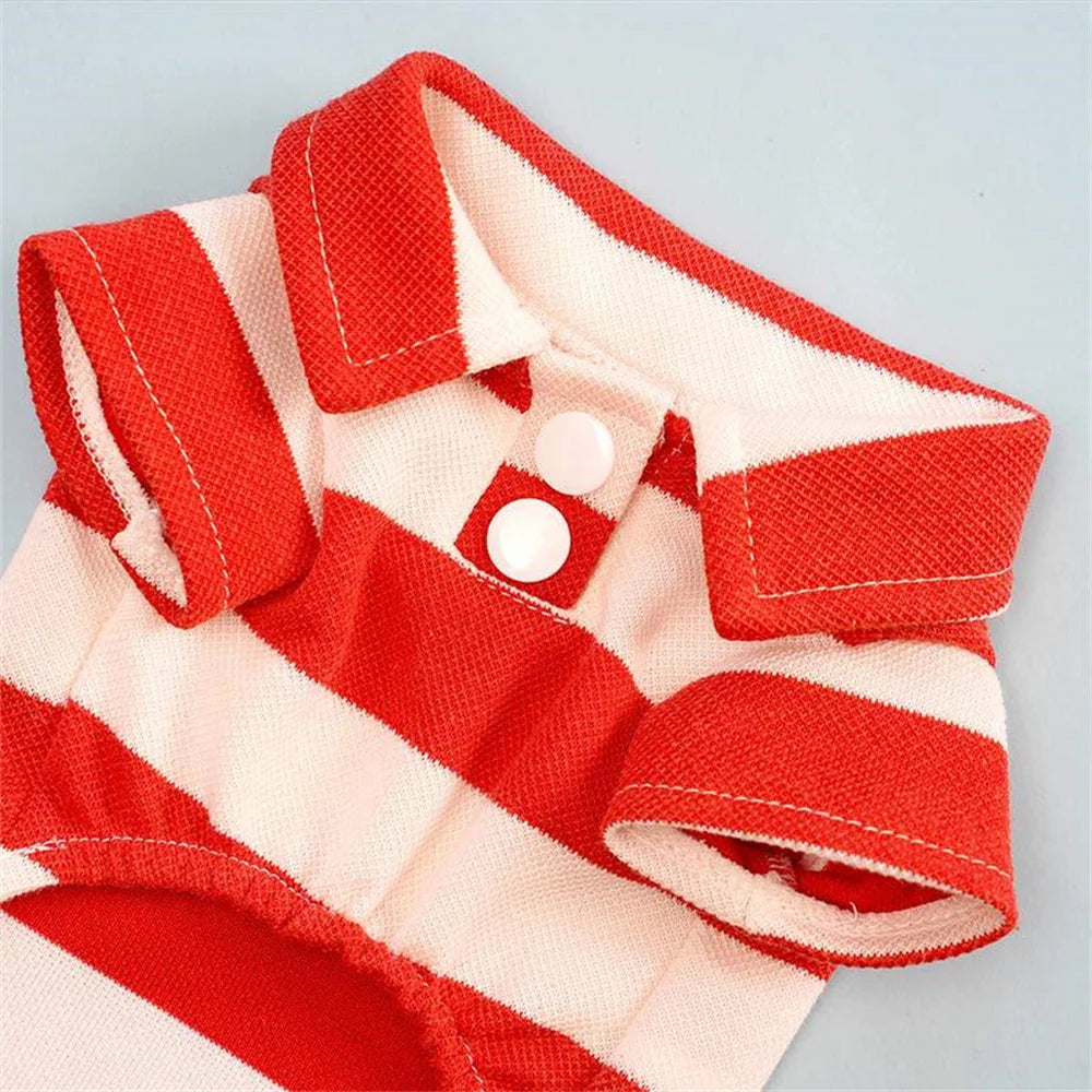 Striped Polo Shirt for Cats & Small Dogs