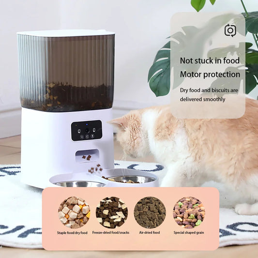 Distributeur de nourriture intelligent pour animaux de compagnie 5L avec caméra – Distributeur automatique contrôlé par application pour chats et chiens