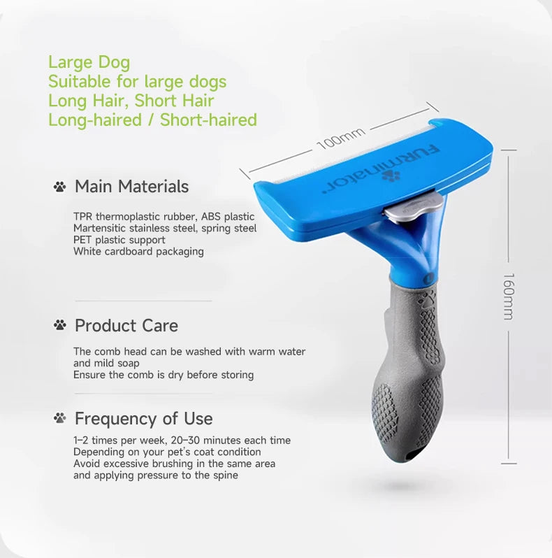 Pet Deshedding Grooming Brush for Dogs & Cats