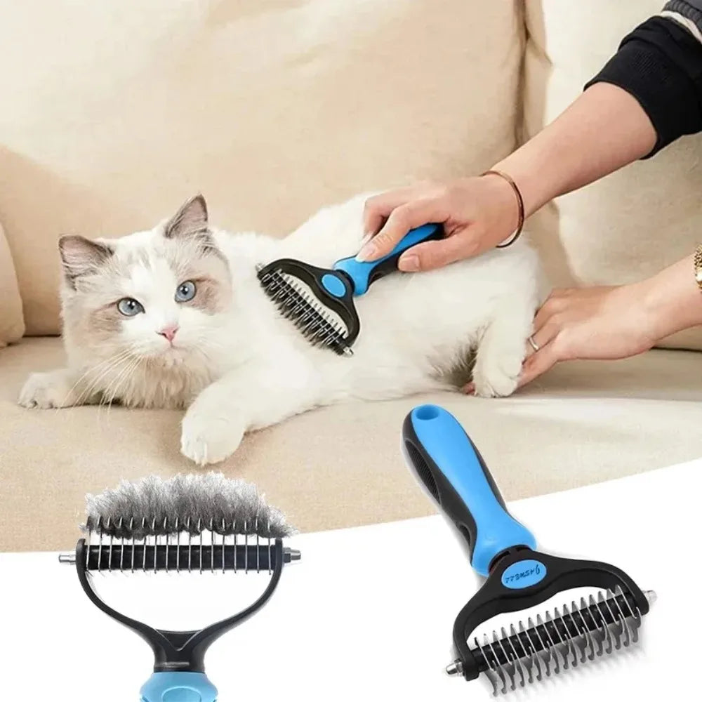Double-Sided Stainless Steel Pet Grooming Comb – Detangling & Dematting Brush for Dogs & Cats
