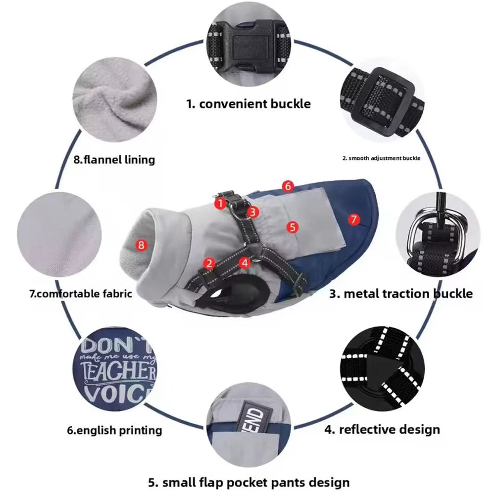 Reflective Winter Vest Harness Jacket for Dogs & Cats