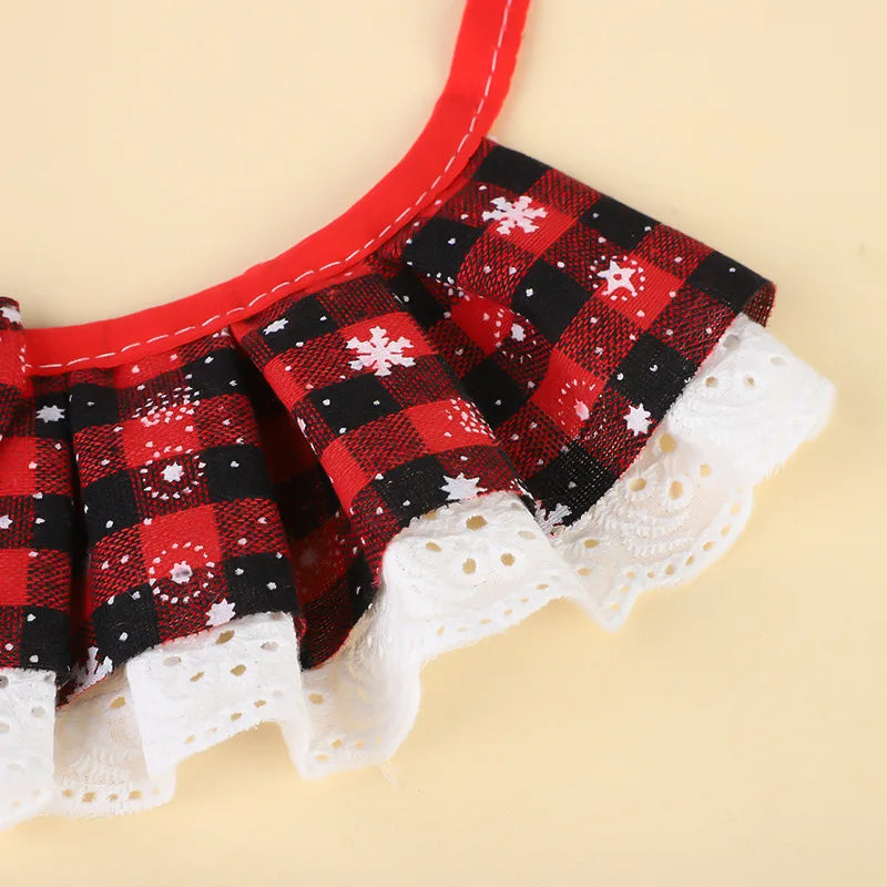 Christmas Cat Collar with Bells - Washable Bandana Scarf for Small Dogs and Cats