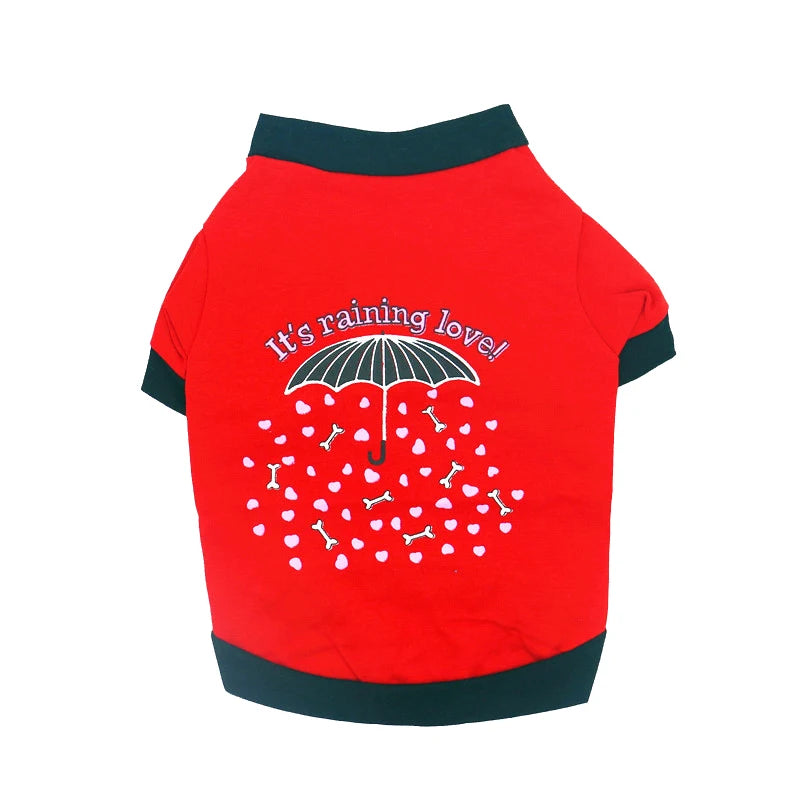 Printed Cotton T-Shirt Vest for Cats & Small Dogs