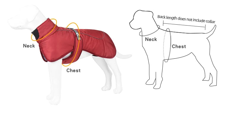 Waterproof Dog Winter Coat with Built-In Harness — Reflective Windproof Turtleneck Jacket