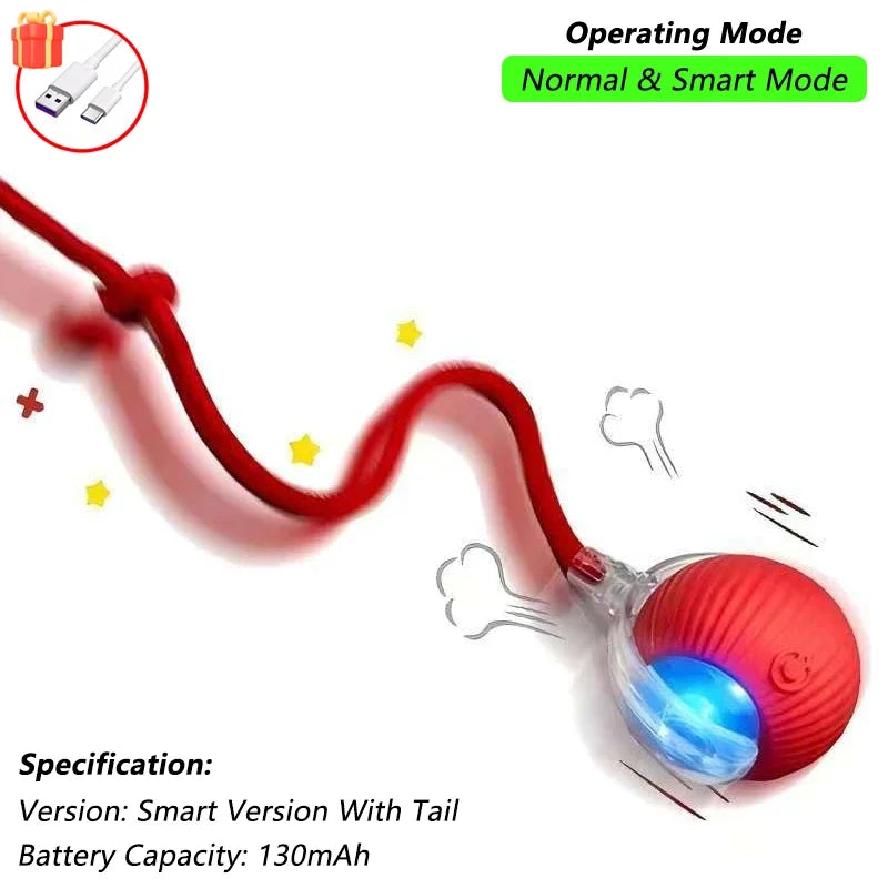 Balle interactive pour chat - Balle roulante automatique avec queue - Soins pour animaux plus intelligents