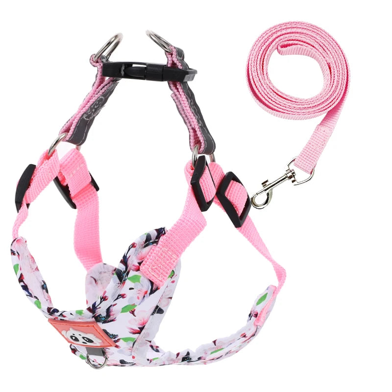 Adjustable Dog Harness & Leash Set with Reflective Strips
