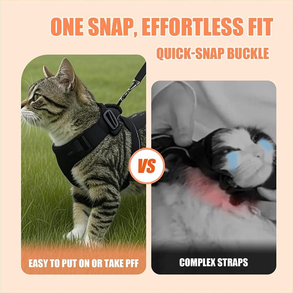 Escape-Proof Cat Harness & Lead Set — Adjustable Reflective Mesh Vest for Cats & Small Dogs