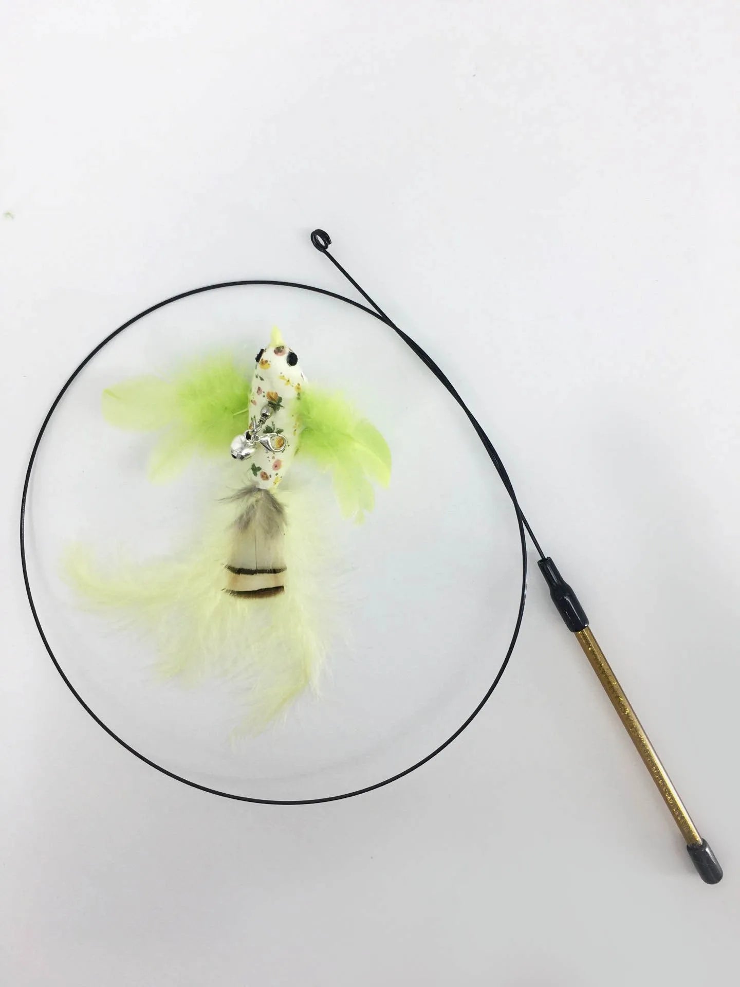 Interactive Feather Wand Cat Toy - Wire Teaser Stick for Kittens