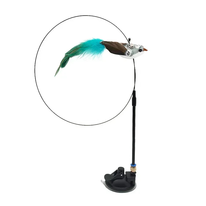 Interactive Feather Wand Cat Toy with Bell
