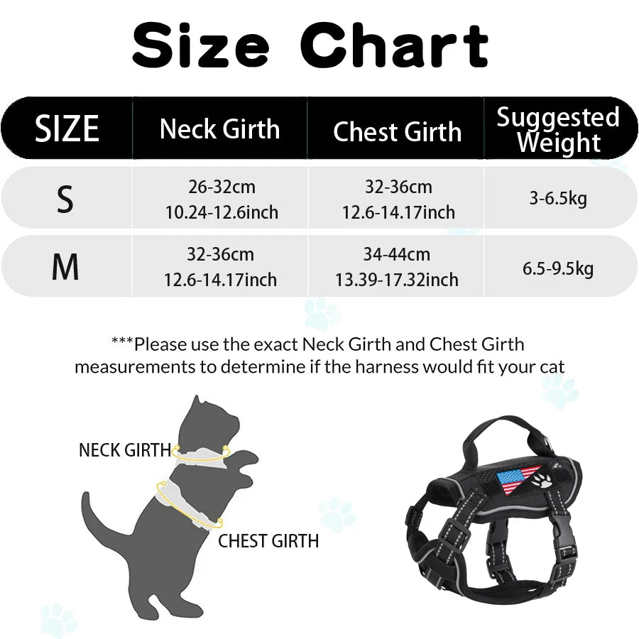 Escape-Proof Tactical Cat Harness — Soft Mesh Vest for Cats & Small Dogs