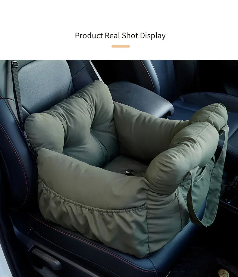 Dog Car Seat with Safety Belt & Non-Slip Base
