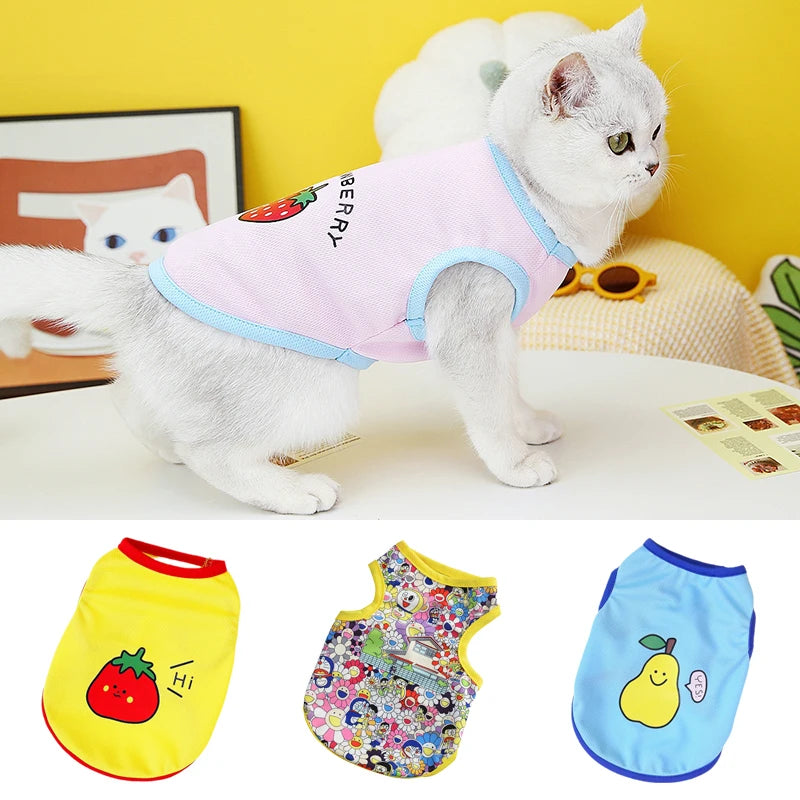 Cartoon Print Summer Vest for Cats & Small Dogs