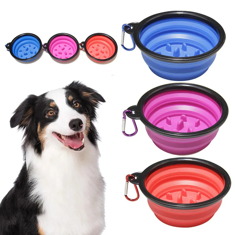 Foldable Dog Slow Feeder Travel Bowl