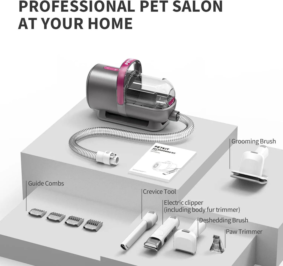 5-in-1 Pet Grooming Vacuum Kit | Electric Clippers & Dog Brush | CE Certified
