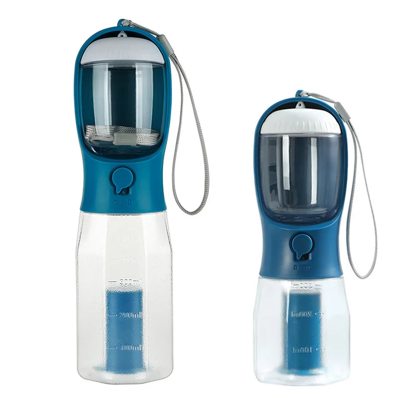 3-in-1 Dog Water Bottle with Food Storage & Waste Bag Holder