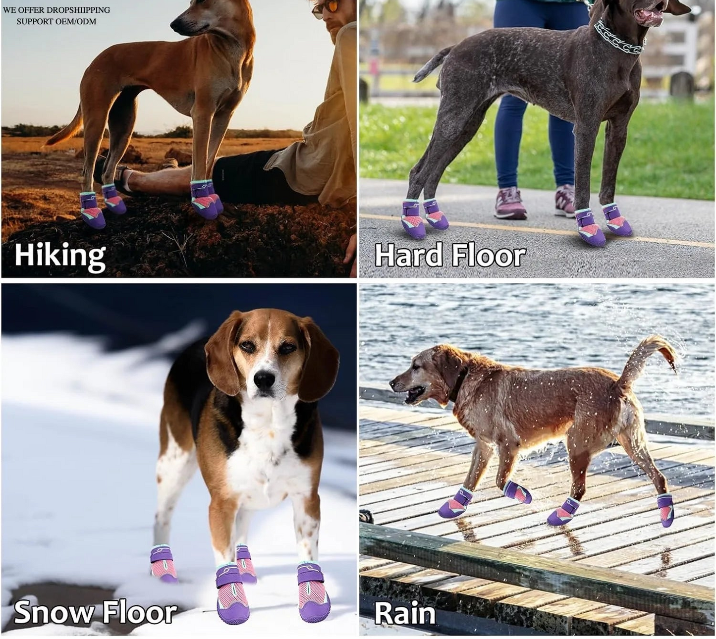 Breathable High-Cut Dog Boots for Hot Pavement & Summer Hiking | Set of 4
