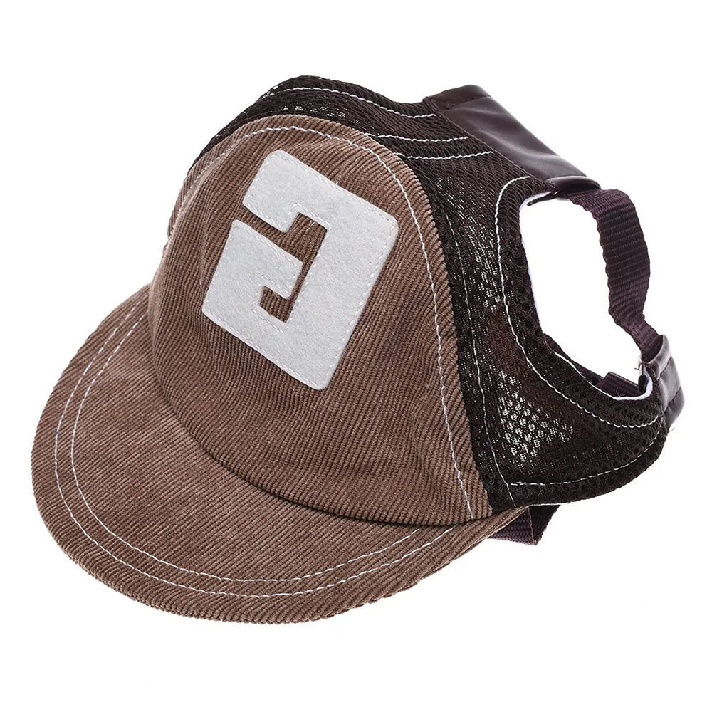 Casquette de baseball en velours côtelé avec trous pour les oreilles | Chapeau de sport d'extérieur réglable pour l'été pour petits et grands chiens
