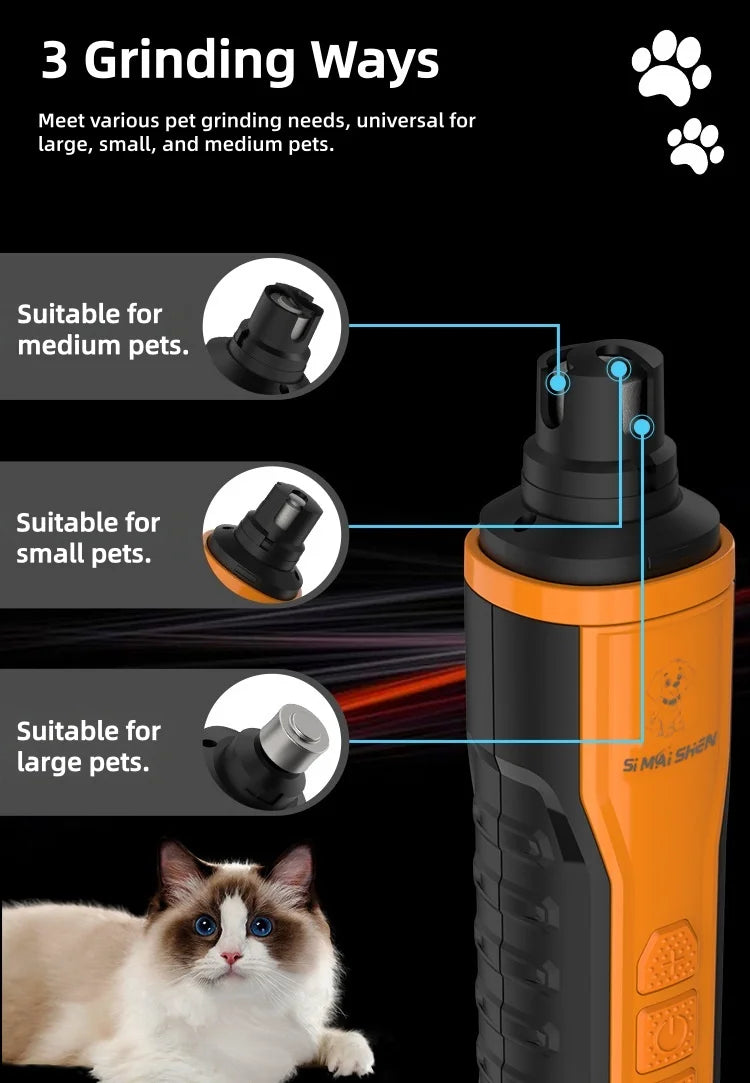 Rechargeable Pet Nail Grinder with LED Light & 5 Speed Settings