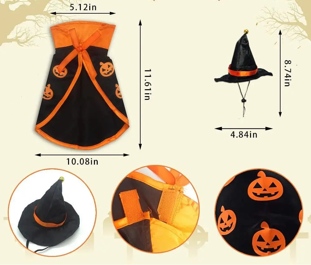 Cape de vampire pour chat – Costume d'Halloween réglable pour animaux de compagnie