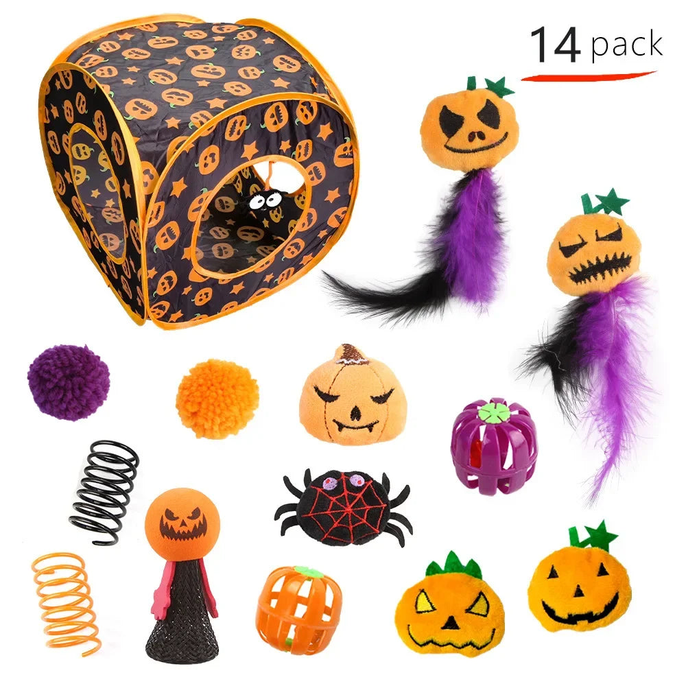 Halloween Cat Toy Variety Set with Wand, Mouse and Bell