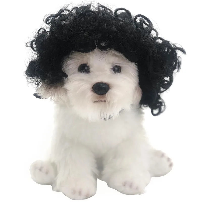 Pet Halloween Wig - Curly & Straight Hair Costume Accessory for Dogs & Cats