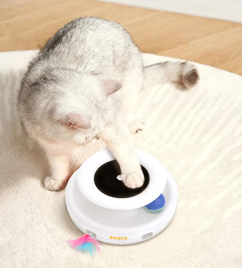 2-in-1 Rechargeable Rolling Ball & Feather Duster Cat Toy