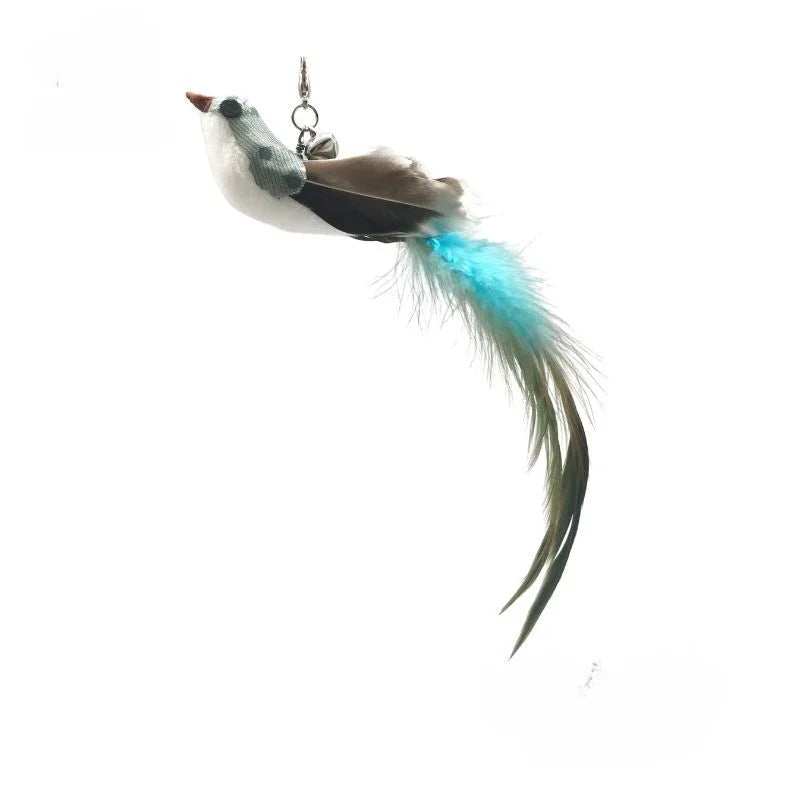 Feather Wand Cat Toy with Bell & Worm String - Interactive Teaser Set