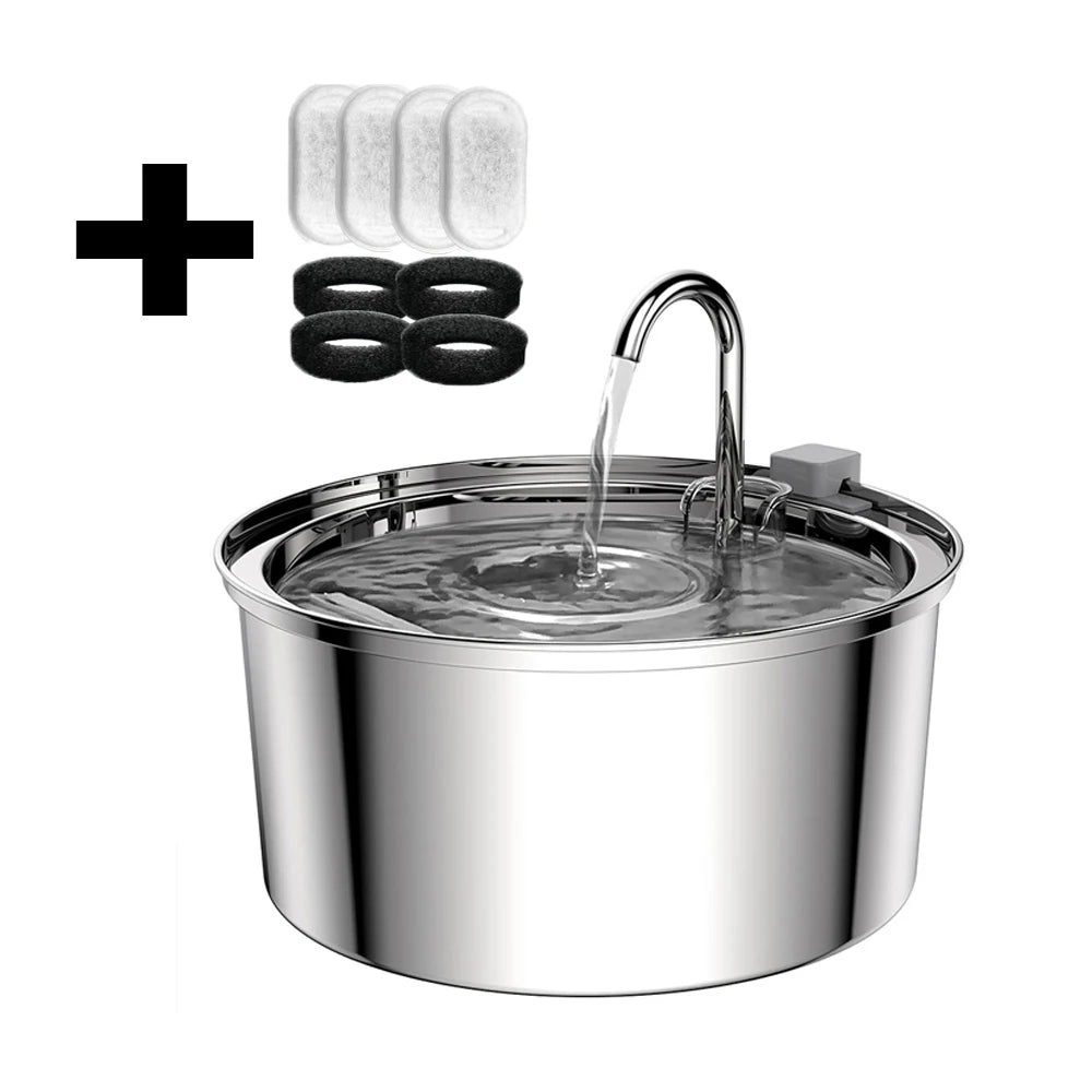 3.2L Stainless Steel Pet Water Fountain with Silent Pump