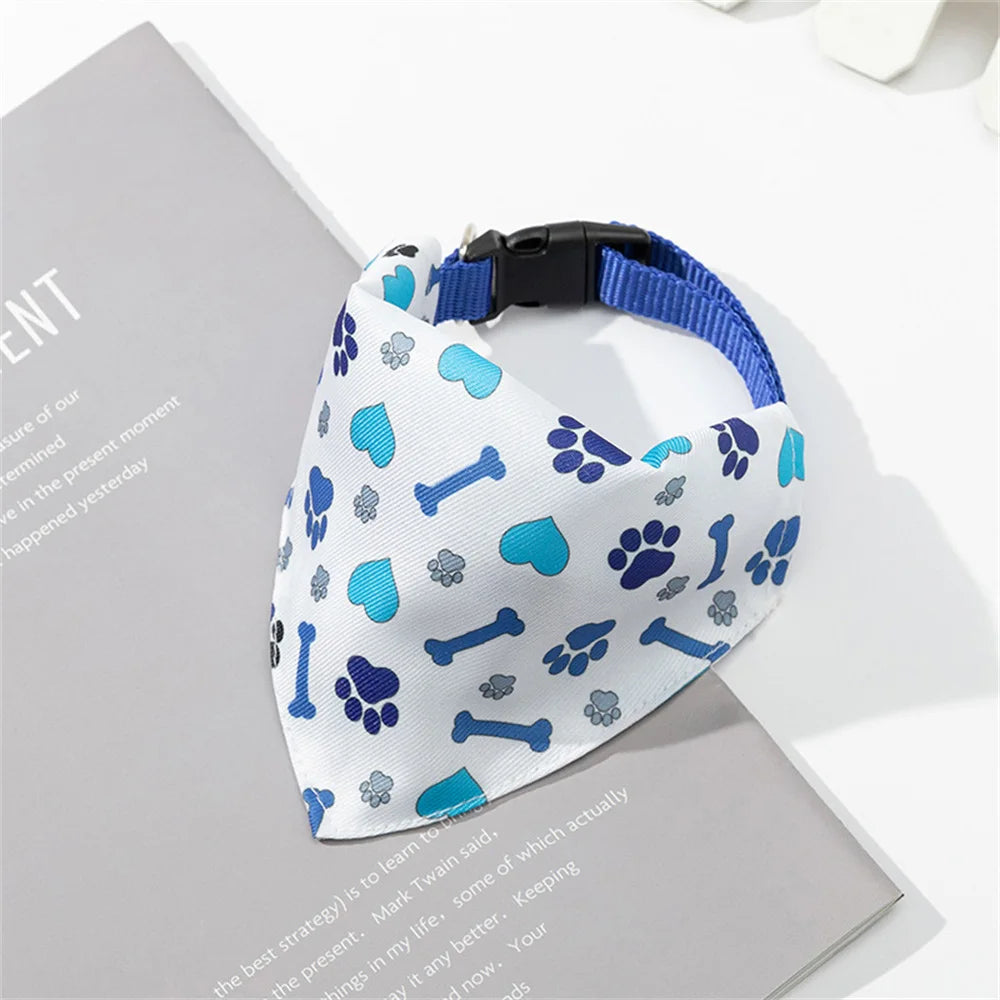 Cute Print Cat Dog Collar with Bandanas for Small Dogs Yorkshire Chihuahua Puppy Triangular Bandage Pet Accessories Supplies