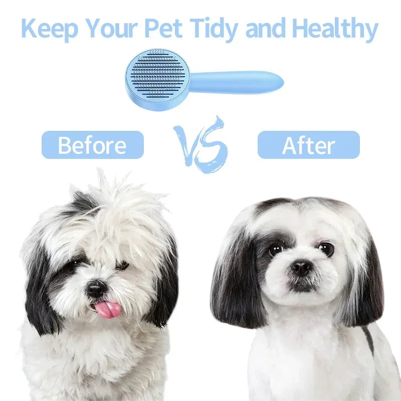 Brosse autonettoyante pour chats et chiens