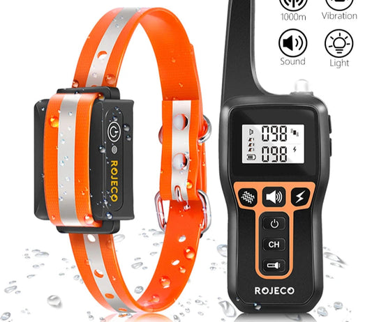 Remote Dog Training Collar - 1000m Range Rechargeable Bark Control System