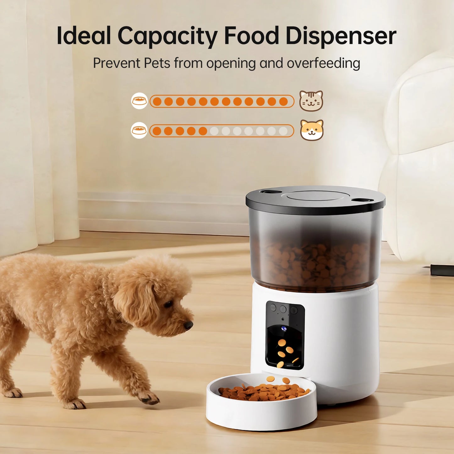 Automatic cat feeder with camera, video dog feeder, suitable for small and medium-sized kittens and dog feeders, 5V-USB powered