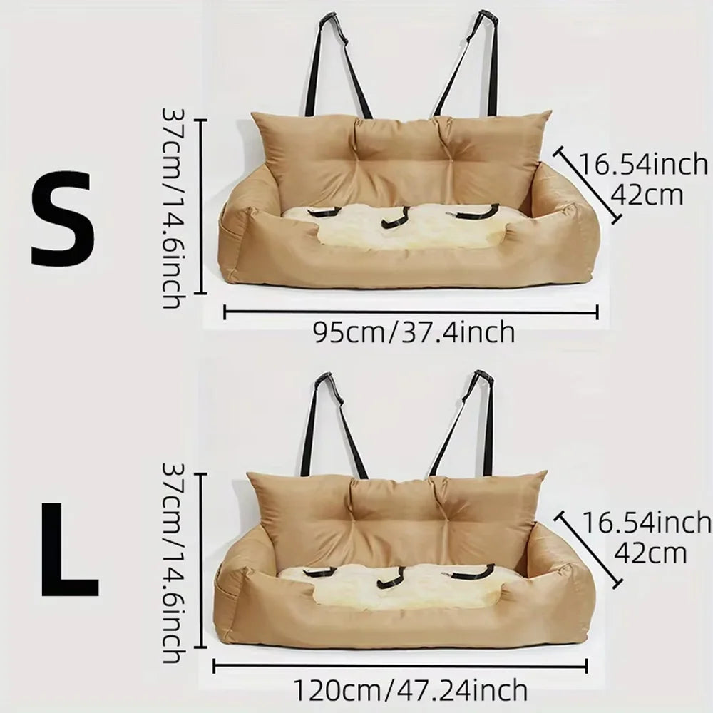 Rear Seat Dog Travel Bed with Removable Cover