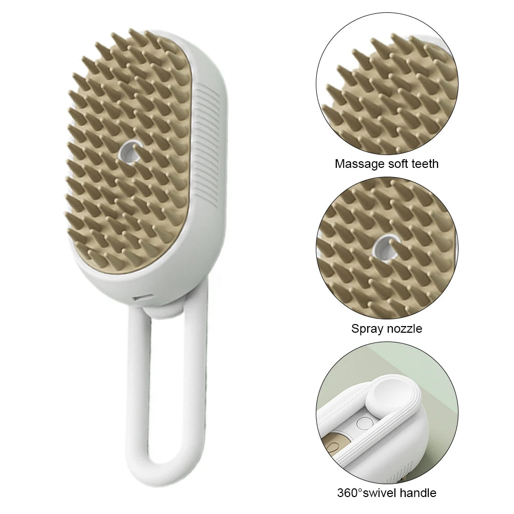 3-in-1 Electric Steam Spray Grooming Brush for Cats & Dogs