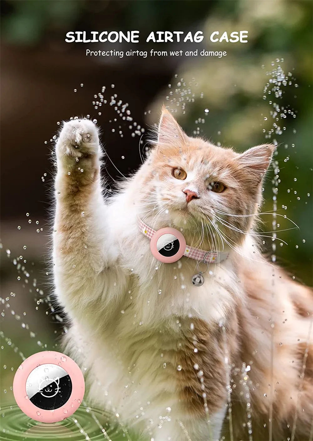 Collier de chat à dégagement rapide avec support AirTag et clochette