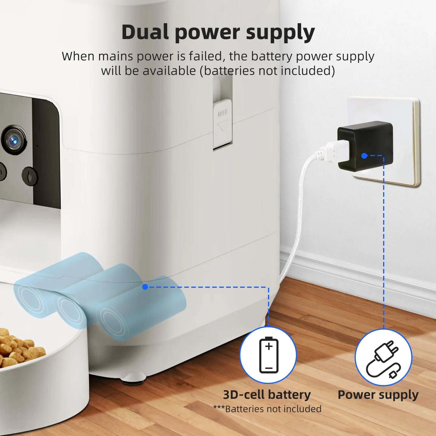 Fontaine à eau intelligente sans fil pour animaux de compagnie – Distributeur automatique par gravité de 3 L avec minuterie