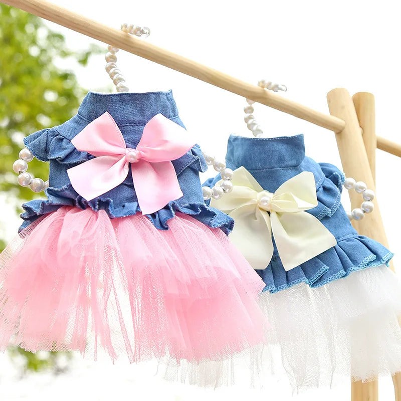 Denim Princess Dress for Small Dogs & Cats — XS to XXL